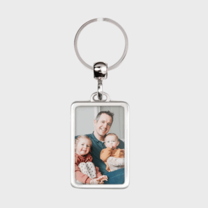 Porte-clés avec photo de famille souriante