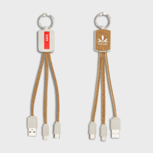 Câble de charge 3-en-1 en paille de blé et liège
