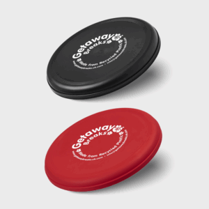 Deux frisbees noirs et rouges Getaway Breaks.