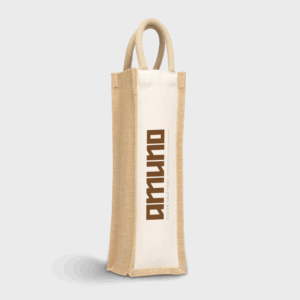 Sac en toile beige avec logo imprimé marron.