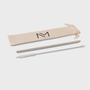 Pailles réutilisables en acier inoxydable avec brosse et sac