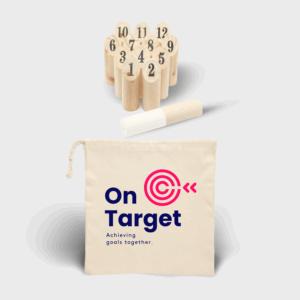 Jeu de quilles en bois et sac "On Target".
