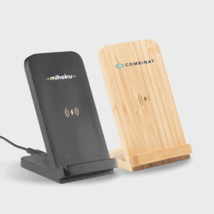 Chargeurs sans fil noir et en bambou