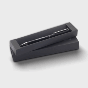 Stylo noir élégant dans sa boîte.