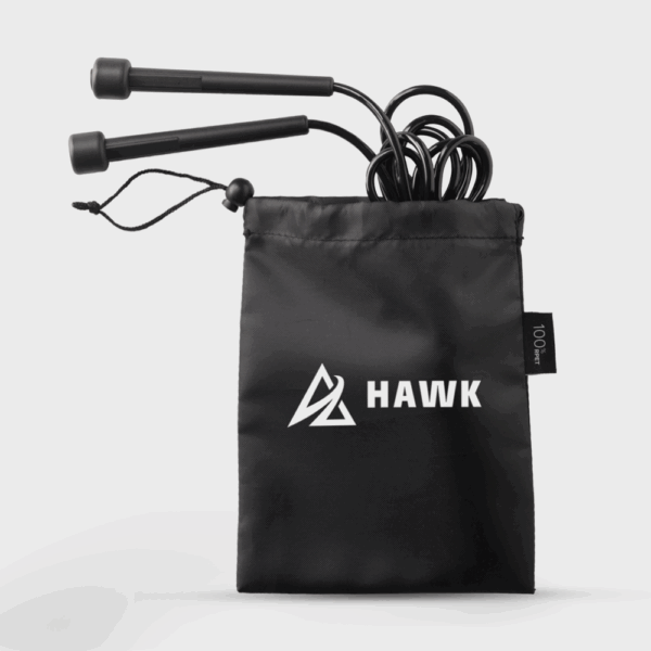 Corde à sauter noire dans sac Hawk.