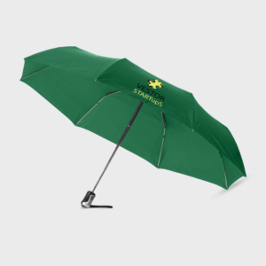 Parapluie vert avec logo "Vestor Startups".