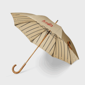 Parapluie beige avec logo et rayures noires