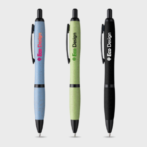 Stylos écologiques bleu, vert, noir design éco.