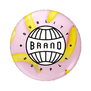Logo rond avec des bananes et texte.