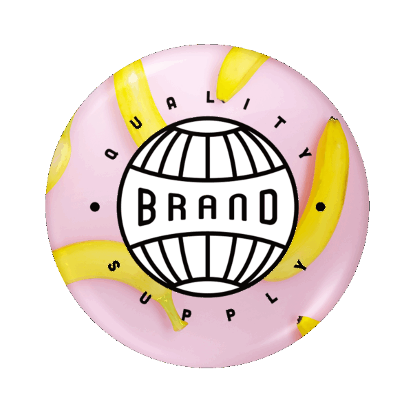Logo rond avec des bananes et texte.
