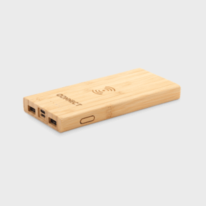 Batteries externes bambou + chargeur sans fil