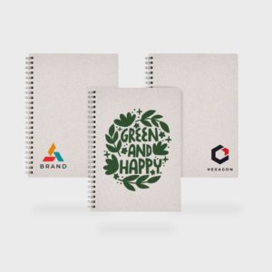 Carnets personnalisés avec logos et design écologique.