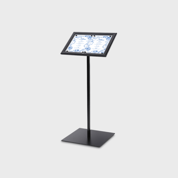 Porte-menu noir moderne sur pied