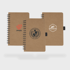 Carnets personnalisés marron avec spirale noire