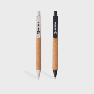 Stylos à bille écologiques en liège et plastique.