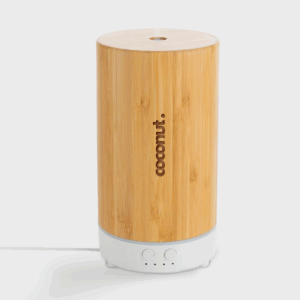 Diffuseur d'huiles essentielles en bambou avec logo.