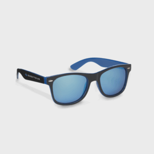 Lunettes de soleil bleues et noires élégantes.