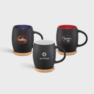 Mug en céramique avec sous-verre en bois