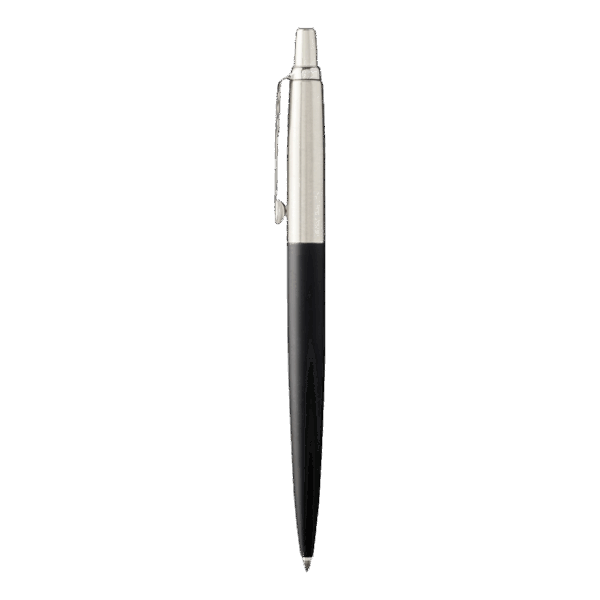 Stylo à bille noir et argent.