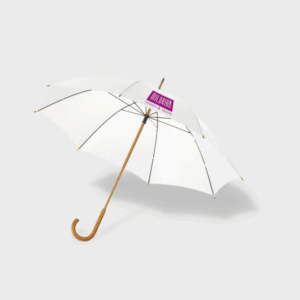 Parapluie blanc avec manche en bois