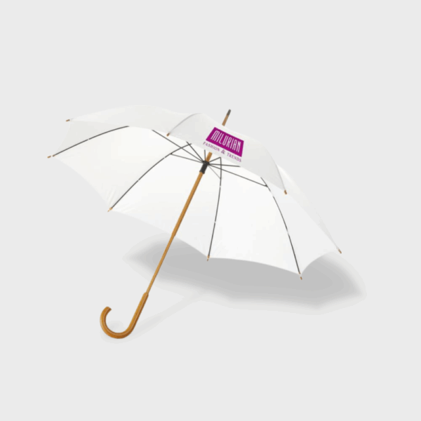 Parapluie blanc avec manche en bois