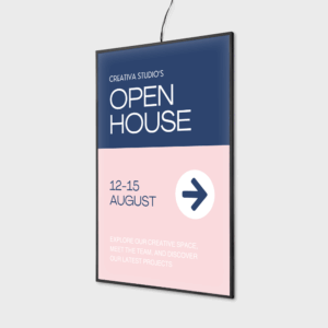 Affiche pour portes ouvertes de Creativa Studio.
