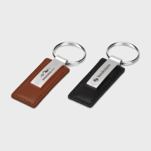 Porte-clés en cuir marron et noir design moderne.