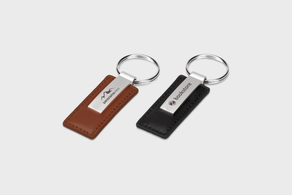 Porte-clés en cuir marron et noir design moderne.