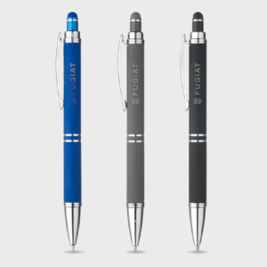 Stylos bleus et gris avec embout tactile.