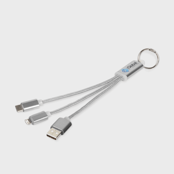 Câble de recharge 3-en-1 en métal avec porte-clés