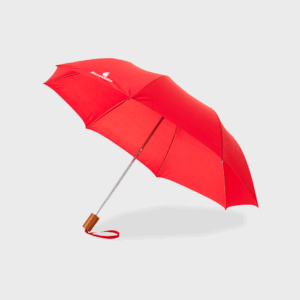 Parapluie pliant rouge élégant et pratique.