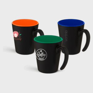 Mug noir mat à poignée moderne avec intérieur coloré