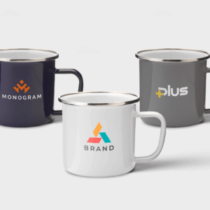 Tasse émaillée argent rétro