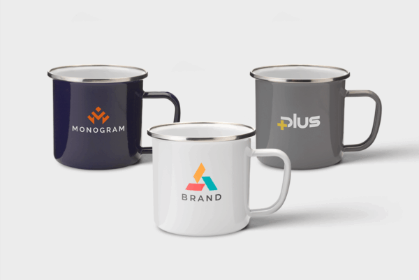 Tasse émaillée argent rétro