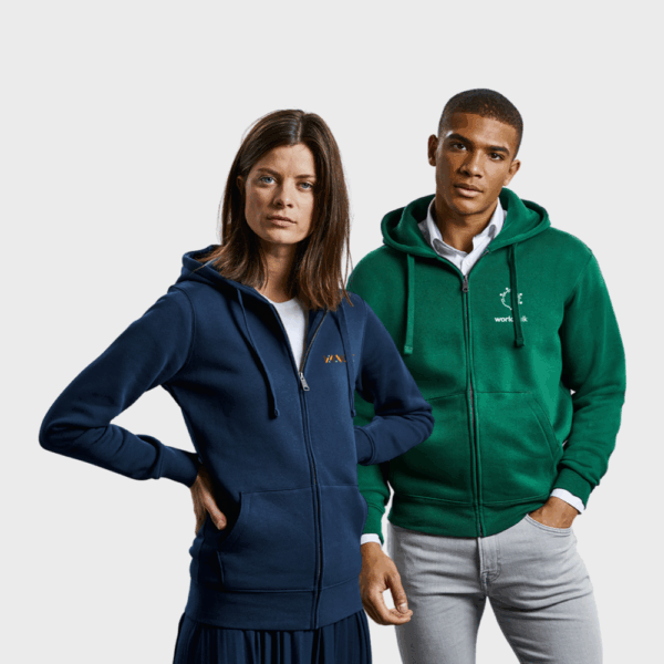 Sweat à capuche zippé en polycoton premium Russell