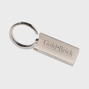 Porte-clés métallique Gold Brick élégant.