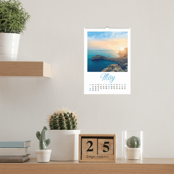Calendrier mural mois de mai et cactus
