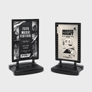 Affiches: festival de musique et soirée cinéma.