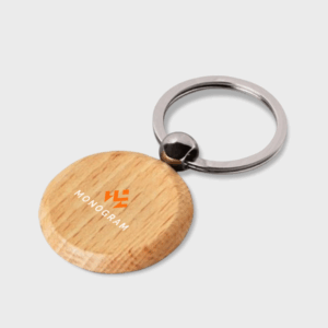 Porte-clés rond en bois et métal