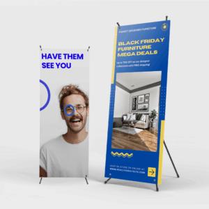 Bannières promotionnelles Black Friday et lunettes.