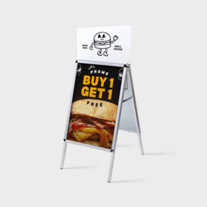Affiche promotionnelle burger, un acheté, un offert.