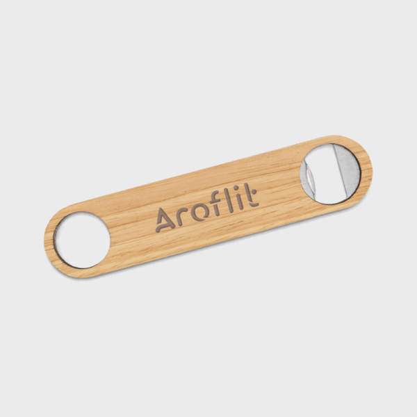 Décapsuleur en bois avec logo Aroflit.