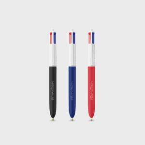 Stylos à bille multicolores avec clips intégrés.
