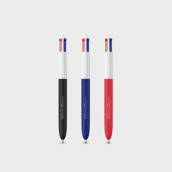 Stylos à bille multicolores avec clips intégrés.