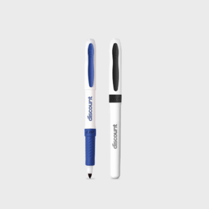 Stylos capuchon blanc avec marquage promotionnel.