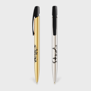 Stylos doré et argenté avec motifs.