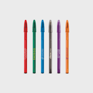Ensemble de six stylos colorés alignés