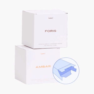 Bougies parfumées Lowrì Foris et Ambar empilées