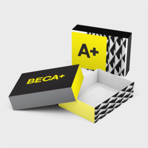 Boîtes ouvertes design avec motifs géométriques.