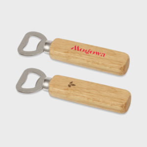 Décapsuleurs en bois avec logo personnalisé.